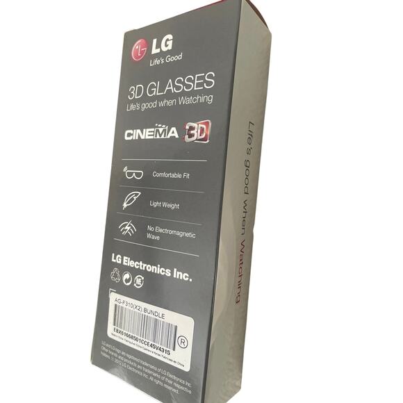 LG AG-F310 Cinema 3D Glasses Black Authentic Great for Home Theater NEW - Picture 2 of 3